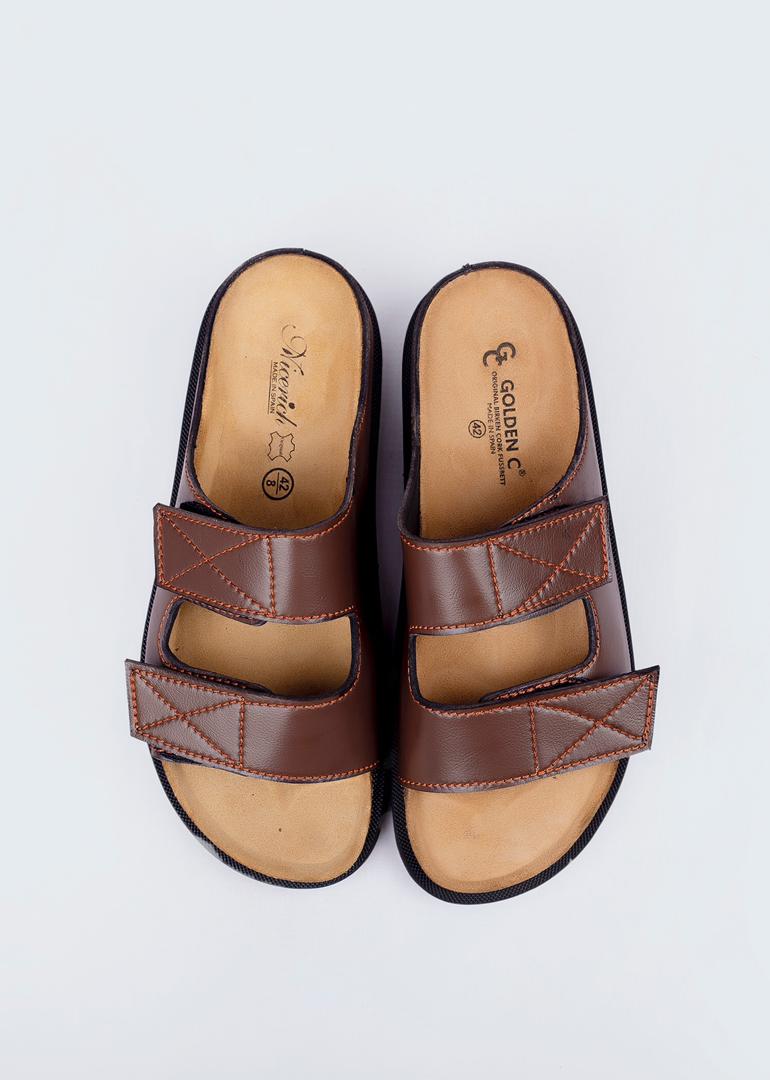 Design Brown Italian Leather Crossover Slippers with foreign sole – Ranktel  global resources limited